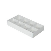 100 Pack of White Card Chocolate Sweet Soap Product Reatail Gift Box - 8 bay 3cm Compartments - Clear Slide On Lid - 16x8x3cm