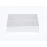 50 Pack of White Card Box - Clear Slide On Lid - 17 x 25 x 5cm -  Large Beauty Product Gift Giving Hamper Tray Merch Fashion Cake Sweets Xmas