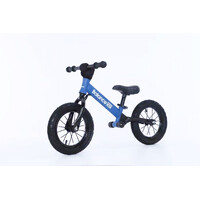 Bike Plus Kids Balance Bike Training Aluminium - Blue with Suspension - 12" Rubber Tyres - Foot Pegs -Ride On No Pedal Push