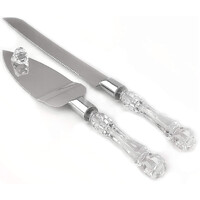 Cutting Cake Knife and Silver Blade Cake Server Set Wedding Anniversary Engagement Birthday Party Gift Boxed