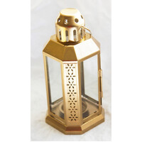 5 Pack of Gold Metal Miners Lantern Summer Xmas Wedding Home Party Room Balconey Deck Decoration 21cm Tealight Candle