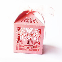 Pink Dove Bird Heart Baby Birth naming Ceremony Bomboniere Favor Lolly Gift Card Box - 10 Pack