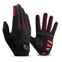 Full Finger MTB Gloves XL Size for Mountain Road Bike Breathable Red Rockbros Unisex Device Friendly Finger Material Anti Slip