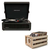 Crosley Voyager Black - Bluetooth Portable Turntable  & Record Storage Crate
