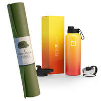 Jade Yoga Harmony Mat - Olive & Iron Flask Wide Mouth Bottle with Spout Lid, Fire, 32oz/950ml Bundle