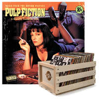 Crosley Record Storage Crate &  Various Artists Pulp Fiction - Vinyl Album Bundle