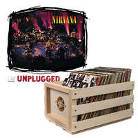 Crosley Record Storage Crate & Nirvana MTV Unplugged Vinyl Album Bundle