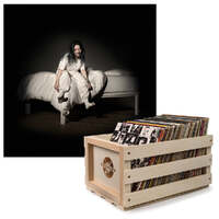 Crosley Record Storage Crate & Billie Eilish - When We All Fall Asleep, Where Do We Go - Vinyl Album Bundle