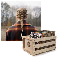 Crosley Record Storage Crate &  Taylor Swift - Evermore - Double Vinyl Album Bundle