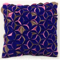 Amelie Royal Blue & Pink Felt Petals Cushion Cover