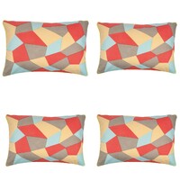 Pack of 4 Geo Beige Geometric Design 40x60cm Rectangle Cushion Covers