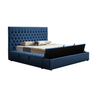 Queen Size Bedframe Velvet Upholstery Deep Blue Colour Tufted Headboard Deep Quilting
