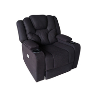 Arnold Rinho Fabric Black Headrest Padded Seat Recliner Sofa 1R