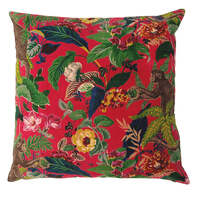 Deep red velvet monkey design cushion cover 45x45cm
