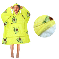Girls Comfy Warm Blanket Hoodie with Sherpa Fleece Reverse Avocado