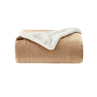 400GSM Micro Mink Blanket Throw with Sherpa Reverse 180x200 cm Latte 