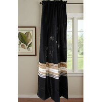 Pair of Embroidered Rod Pocket Curtains 150 x 213cm each Silver Petals