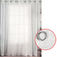 Pair of White Checkered Eyelet Sheer Curtains 140 x 225cm