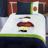 Dude Basketball Embroidered Quilt Cover Set Single