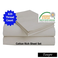 Accessorize 625TC Cotton Rich Sheet Set Taupe Queen