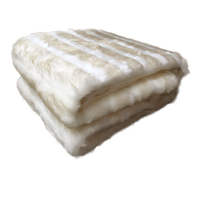 Faux Fur Luxury Animal Throw Rug White Cream Chinchilla