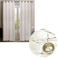 Pair of Sheer Eyelet Curtains White with Gold Foils 137 x 213 cm