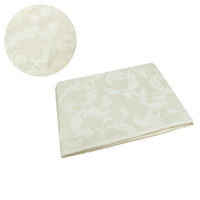 Damask Jacquard Polyester Tablecloth 180cm Round Small Leaf Cream