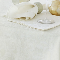 Damask Embossed Tablecloth 180 cm Round Bright White (aka Gardenia or Marshmallow)