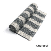 Noah Stripe Cotton Ribbed Table Runner 33 x 150 cm Charcoal