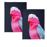 IDC Homewares Set of 2 Christopher Vine Design Tea Towels Pink Galah
