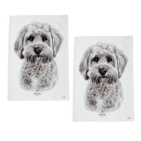 Set of 2 Delightful Dogs Cotton Kitchen Tea Towels 50 x 70 cm Cavoodle