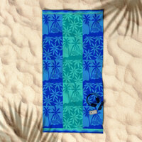 Rans Premium Cotton Jacquard Beach Towel Palm Tree Blue