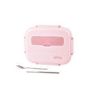 Kylin 304 Stainless Steel 5 Divided Smile Large Lunch Box With Soup Pot - Pink