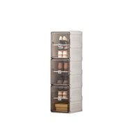 Kylin Cubes Storage Folding Shoe Box With 1 Column, 6 Grids, 3 Brown Door