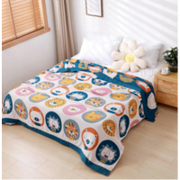 Whimsical Cartoon Animals Cotton Blanket Pattern Lion