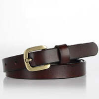 New Women's Belt Luxury Genuine Leather Belts For Women Female Gold Pin Buckle (Coffee)