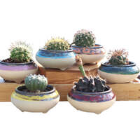 4/5/6 Pots Set Ceramic Clay Pottery Pots Succulent Flower Planter Draining Hole(Style 06# 6 Pots Set)