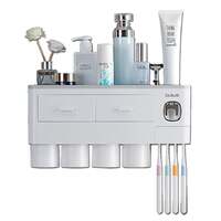 Toothbrush Holders with 3-4 Cups Automatic Toothpaste Dispenser Kit(4 Cups 2 Drawer)