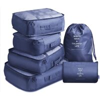 6 Pcs Waterproof Compression Packing Cubes Large Travel Luggage Organizer Storage (Navy)