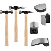 7 Piece Car Dent Auto Body Panel Repair Tool Kit Wooden Handles Beating Hammers