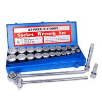 27Pc Heavy Duty Socket Wrench Set 3/4" Drive Metric & Imperial Extension Case
