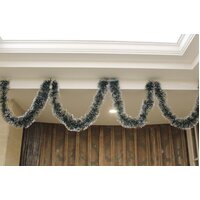 5x 2.5m Christmas Tinsel Xmas Garland Sparkly Snowflake Party Natural Home Décor, Snow Tips in Dark Green