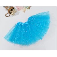 Sequin Tulle Tutu Skirt Ballet Kids Princess Dressup Party Baby Girls Dance Wear, Aqua, Kids