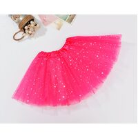 Sequin Tulle Tutu Skirt Ballet Kids Princess Dressup Party Baby Girls Dance Wear, Rose, Kids