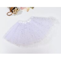 Sequin Tulle Tutu Skirt Ballet Kids Princess Dressup Party Baby Girls Dance Wear, White, Kids