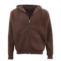 Adult Unisex Zip Plain Fleece Hoodie Hooded Jacket Mens Sweatshirt Jumper XS-8XL, Brown, S