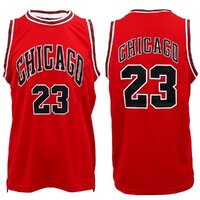 New Men's Basketball Jersey Sports T Shirt Tee Vest Tops Gym Chicago Los Angeles, Red - Chicago 23, L