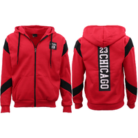 Men's Fleece Zip Up Hoodie Shirt Chicago Bulls 23 Michael Jordan Sweat Jacket, Red, XL