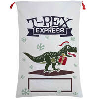 50x70cm Canvas Hessian Christmas Santa Sack Xmas Stocking Reindeer Kids Gift Bag, Cream - T-Rex Express