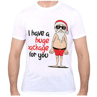 New Funny Adult Xmas Christmas T Shirt Tee Mens Womens 100% Cotton Jolly Ugly, I Have A Huge Package For You, 2XL